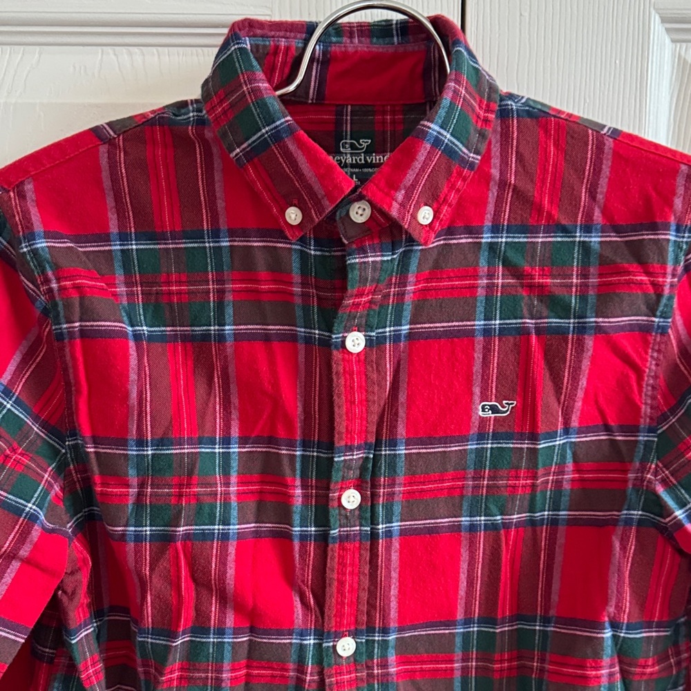 Vineyard Vines Boy’s Red Plaid Flannel Shirt